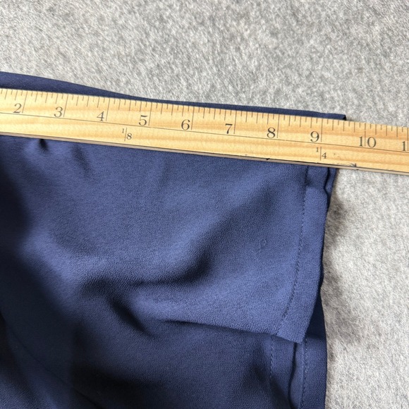 Michael Kors Womens 2XL Navy Blue Layered Chiffon Split Back Short Sleeve Blouse - Picture 4 of 7